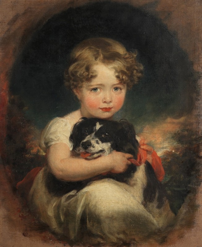 Porträt von Jane Allnutt mit ihrem Spaniel, c.1821/22 | Thomas Lawrence
