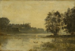 River Scene with Ducks | Stanislas Lépine | Painting Reproduction