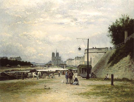 The Louviers Quay at Pont Sully (Henri IV Quay), c.1875 | Lepine | Painting Reproduction