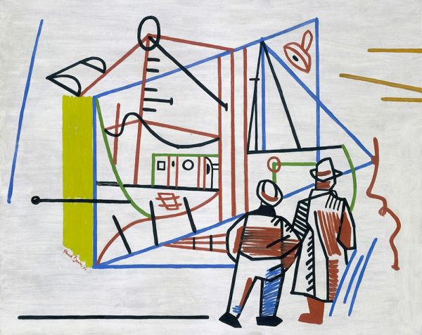 Männer und Maschine, 1934 von Stuart Davis | Gemälde-Reproduktion