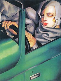 Selbstporträt (Tamara im grünen Bugatti), 1925 von Lempicka | Gemälde-Reproduktion