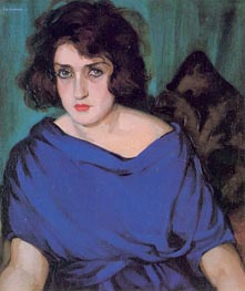 Portrait of a Young Lady in a Blue Dress, 1922 von Lempicka | Gemälde-Reproduktion