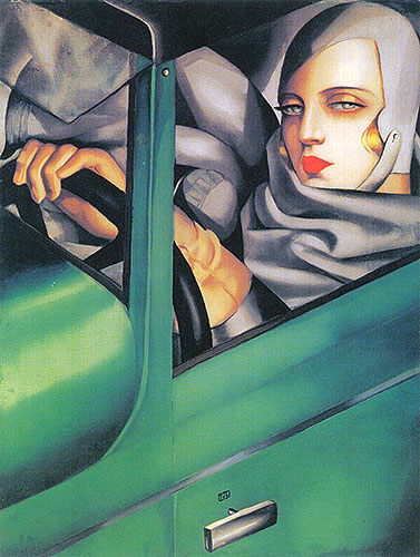 Selbstporträt (Tamara im grünen Bugatti), 1925 | Lempicka | Gemälde Reproduktion