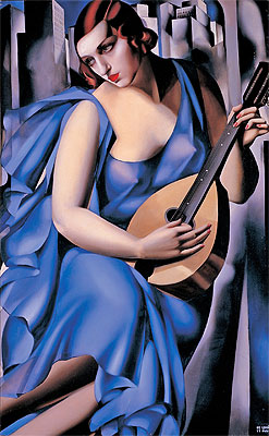Lady in Blue with Guitar, 1929 | Lempicka | Gemälde Reproduktion