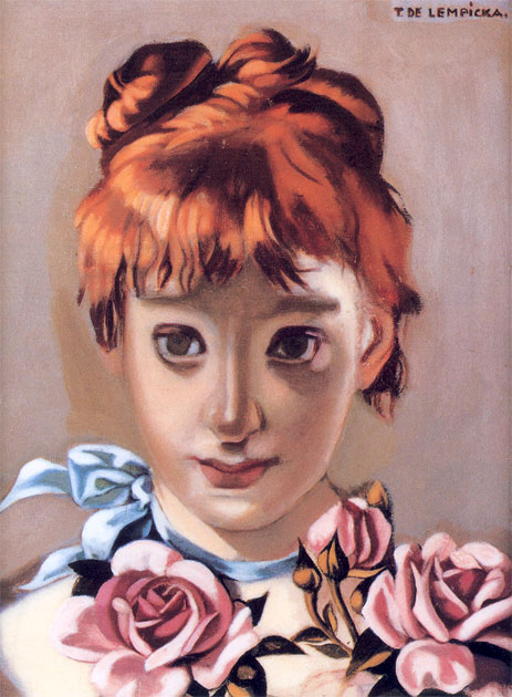 Redheaded Girl and Garland of Roses, c.1944 | Lempicka | Gemälde Reproduktion