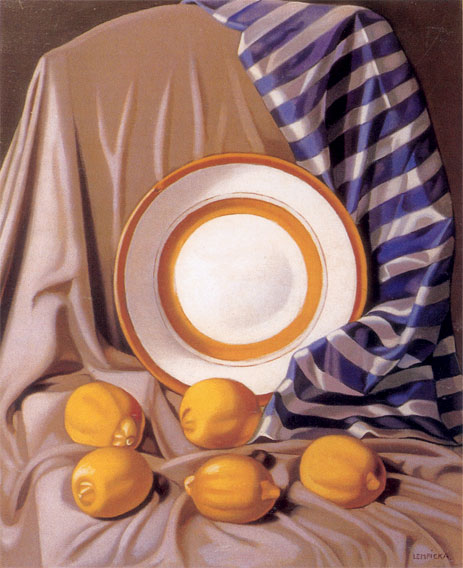 Still Life with Lemons and Plate, c.1942 | Lempicka | Gemälde Reproduktion