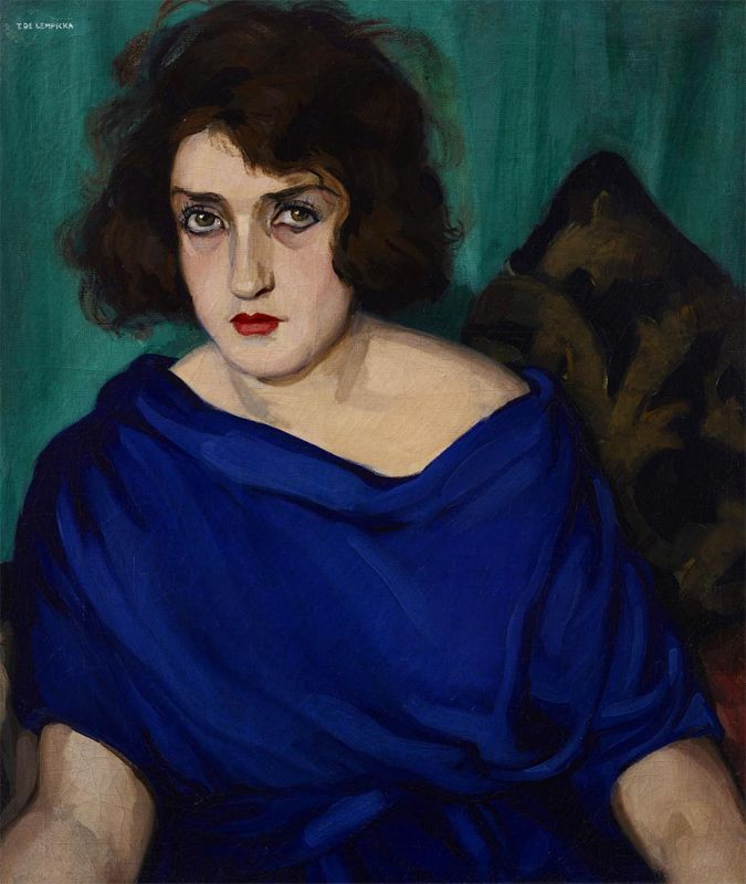 Portrait of a Young Lady in a Blue Dress, 1922 | Lempicka | Gemälde Reproduktion