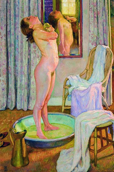 Young Girl in the Bath Tub, 1925 | Rysselberghe | Painting Reproduction