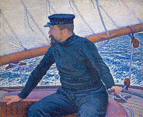 Paul Signac Aboard His Sailboat, 1886 | Rysselberghe | Painting Reproduction