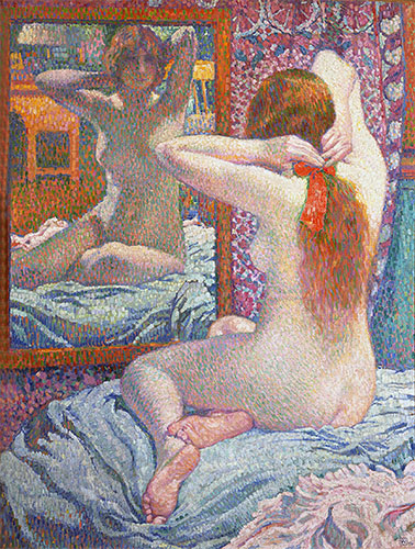 Nude Girl in Front of the Mirror, 1900 | Rysselberghe | Gemälde Reproduktion
