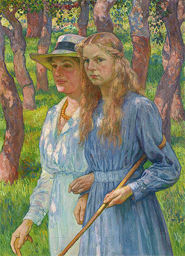 Portrait of Madame Schlumberger and Her Daughter, 1918 | Rysselberghe | Gemälde Reproduktion