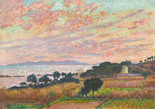 The Bay at Sunset (Saint Clair), 1916 | Rysselberghe | Painting Reproduction