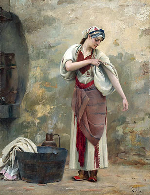The Laundress, n.d. | Theodore Jacques Ralli | Gemälde Reproduktion