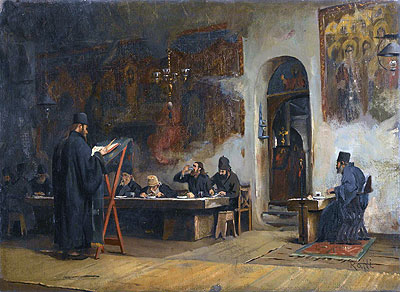 Refectory in a Greek Monastery (Mount Athos), 1885 by Theodore Jacques Ralli | Painting Reproduction