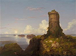 Italienische Küstenszene mit Turmruine, 1838 von Thomas Cole | Gemälde-Reproduktion