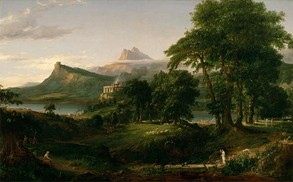 Der Verlauf des Imperiums: Der arkadische oder pastorale Staat, 1834 | Thomas Cole | Gemälde Reproduktion