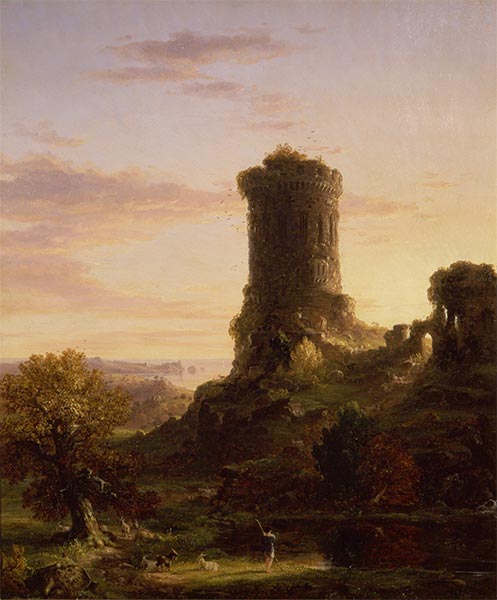Landschaft mit Turm in Ruine, 1839 | Thomas Cole | Gemälde Reproduktion