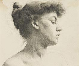 Head of a Woman with a Bun | Thomas Eakins | Gemälde Reproduktion