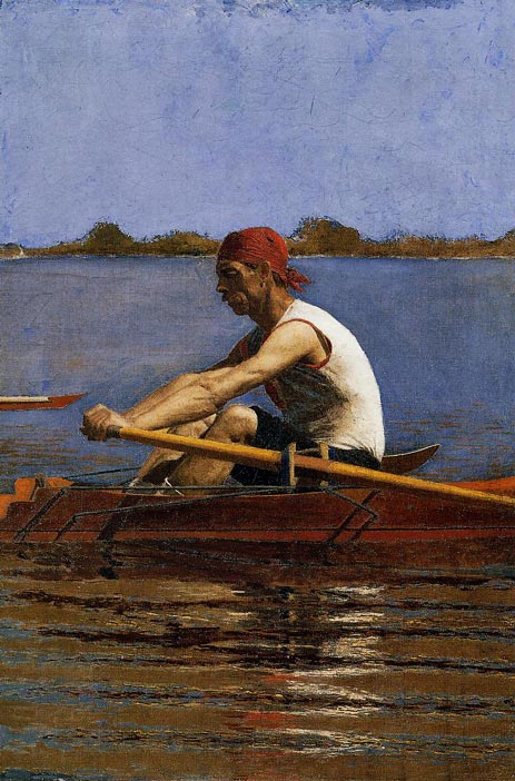 John Biglin in a Single Scull, c.1873/74 by Thomas Eakins | Painting Reproduction