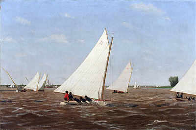 Sailboats Racing on the Delaware, 1874 by Thomas Eakins | Painting Reproduction