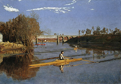 Max Schmitt in a Single Scull, 1871 by Thomas Eakins | Painting Reproduction