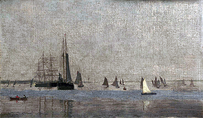 Ships and Sailboats on the Delaware, 1874 | Thomas Eakins | Painting Reproduction