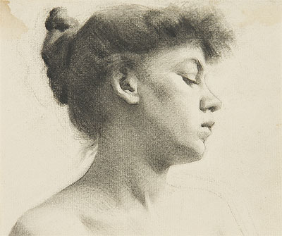 Head of a Woman with a Bun, n.d. | Thomas Eakins | Gemälde Reproduktion
