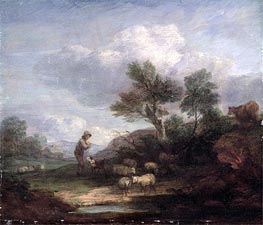 Landscape with Sheep, Undated von Gainsborough | Gemälde-Reproduktion