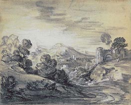 Wooded Landscape with Castle, c.1785/88 von Gainsborough | Gemälde-Reproduktion