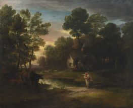 Wooded Landscape with Cattle by a Pool, 1782 by Gainsborough | Painting Reproduction