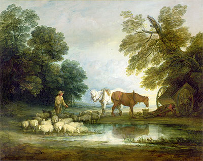 Shepherd by a Stream, Undated | Gainsborough | Gemälde Reproduktion