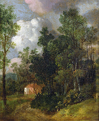 Wooded Landscape with Country House and Two Figures, c.1752 | Gainsborough | Painting Reproduction