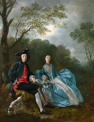 Portrait of the Artist with his Wife and Daughter, a.1748 | Gainsborough | Gemälde Reproduktion