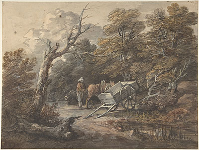 Woodland Scene with a Peasant, a Horse, and a Cart, c.1760 | Gainsborough | Painting Reproduction