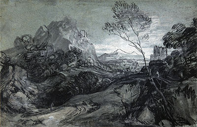 Mountain Landscape with Figures and Buildings, c.1770 | Gainsborough