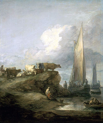 Coastal Scene with Shipping and Cattle, c.1781/82 | Gainsborough | Painting Reproduction