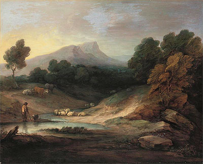 Landscape with Shepherd and Flock, 1784 | Gainsborough | Painting Reproduction