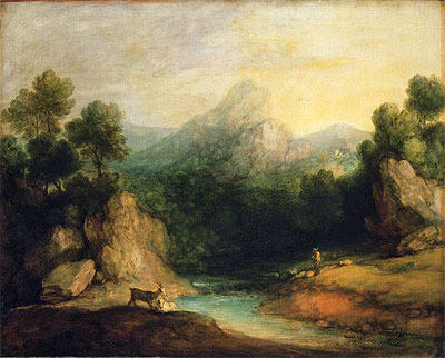 Pastoral Landscape (Rocky Mountain Valley with a Shepherd, Sheep, and Goats), c.1783 | Gainsborough | Painting Reproduction