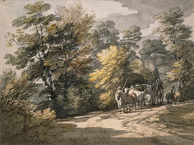 A Cart Passing along a Winding Road, 1765 | Gainsborough | Painting Reproduction