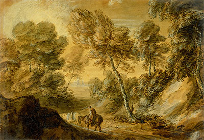 Wooded Landscape with Horseman and Pack Horse, c.1770 | Gainsborough | Gemälde Reproduktion