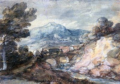 Landscape with Cattle Crossing a Bridge, 1785 | Gainsborough | Gemälde Reproduktion