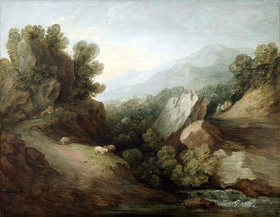 Rocky, Wooded Landscape with a Dell and Weir, c.1782/83 | Gainsborough | Painting Reproduction