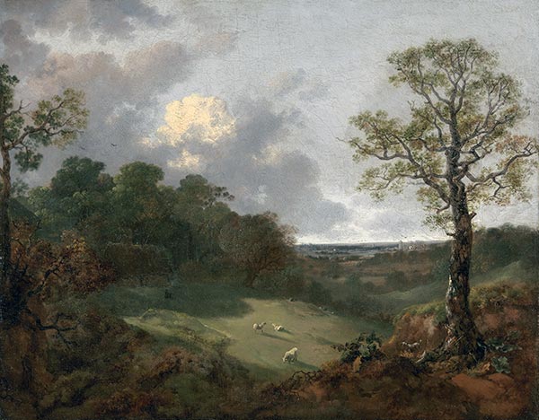Waldlandschaft mit Häuschen und Hirten, c.1748/50 | Gainsborough | Gemälde Reproduktion