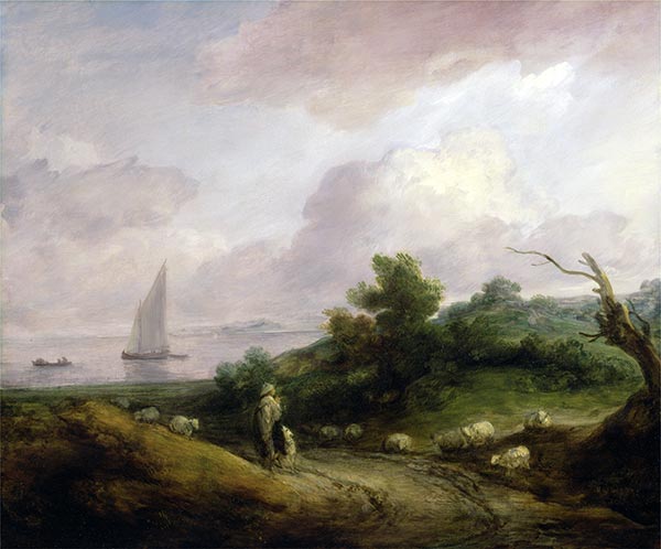 Coastal Landscape with a Shepherd and His Flock, c.1783/84 | Gainsborough | Painting Reproduction