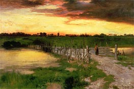 The Old Bridge Over Hook Pond, 1907 von Thomas Moran | Gemälde-Reproduktion