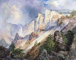 A Passing Shower in the Yellowstone Canyon, 1903 by Thomas Moran | Painting Reproduction
