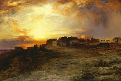 Pueblo at Sunset (Laguna), 1901 | Thomas Moran | Painting Reproduction