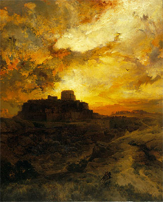 Sunset, Pueblo del Wape, Arizona, 1880 | Thomas Moran | Painting Reproduction