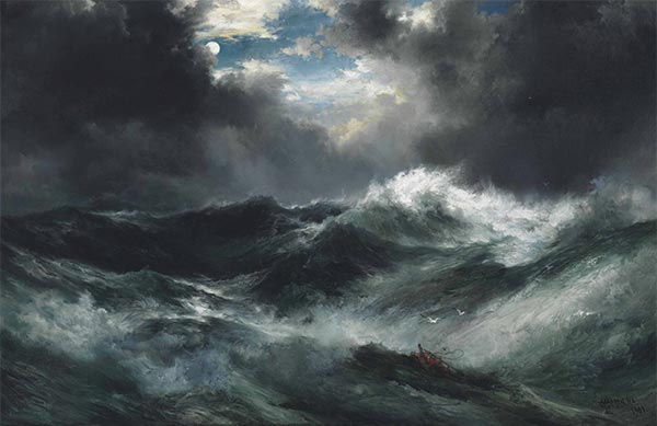 Moonlit Shipwreck At Sea, 1901 | Thomas Moran | Painting Reproduction