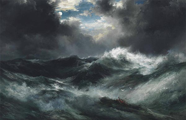 Moonlit Shipwreck At Sea, 1901 by Thomas Moran | Painting Reproduction